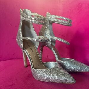 Gianni Bini Glittering Silver Strappy Heels